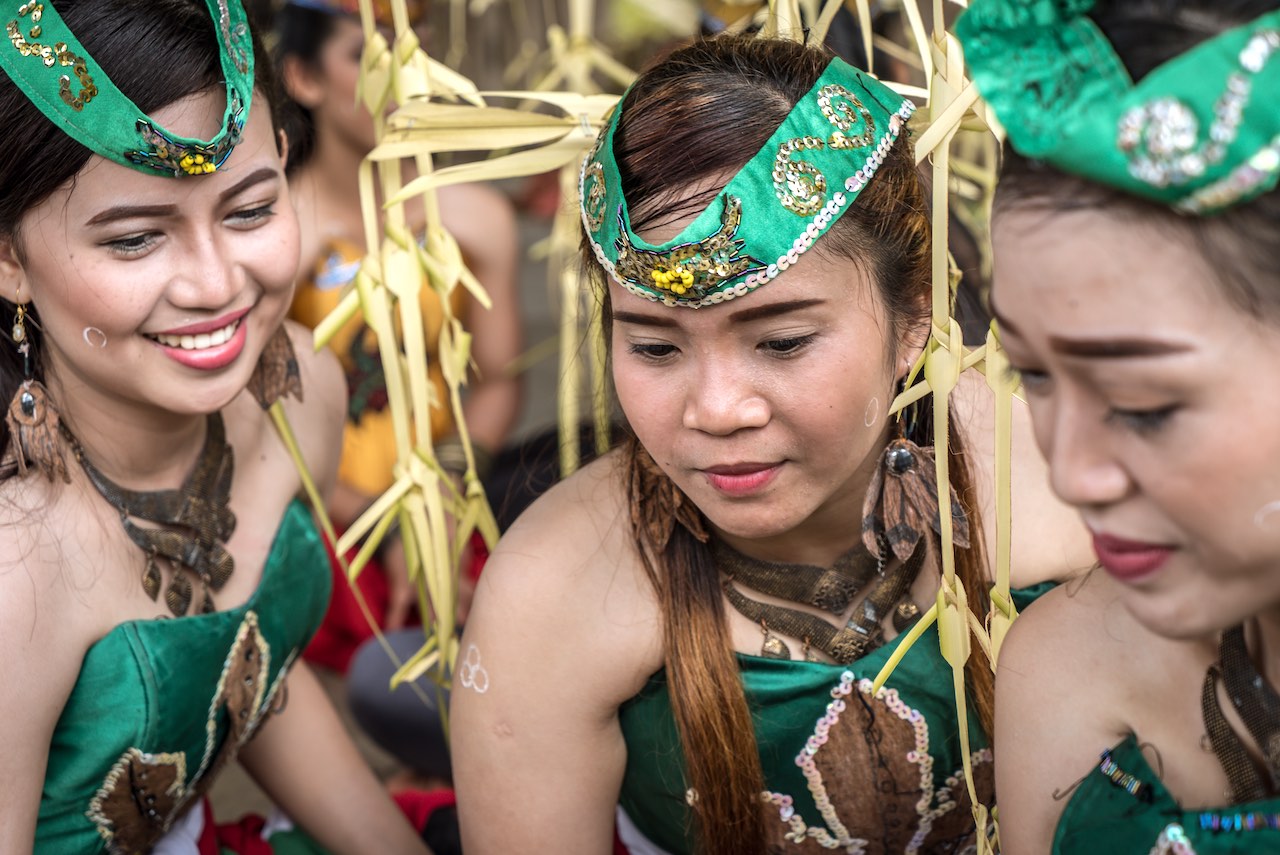 Young Dayak women practicing cultural song and dance as part of Ranu Welum Foundation's education programs